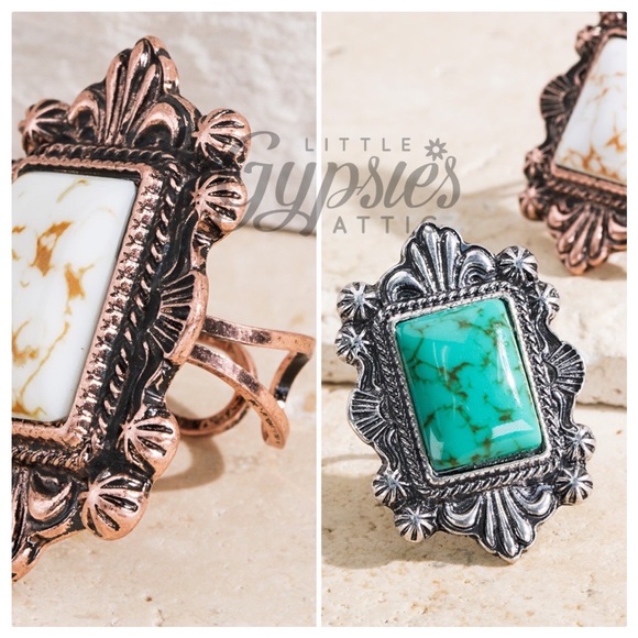 Howlite Natural Stone Adjustable Ring - Picture 6 of 8